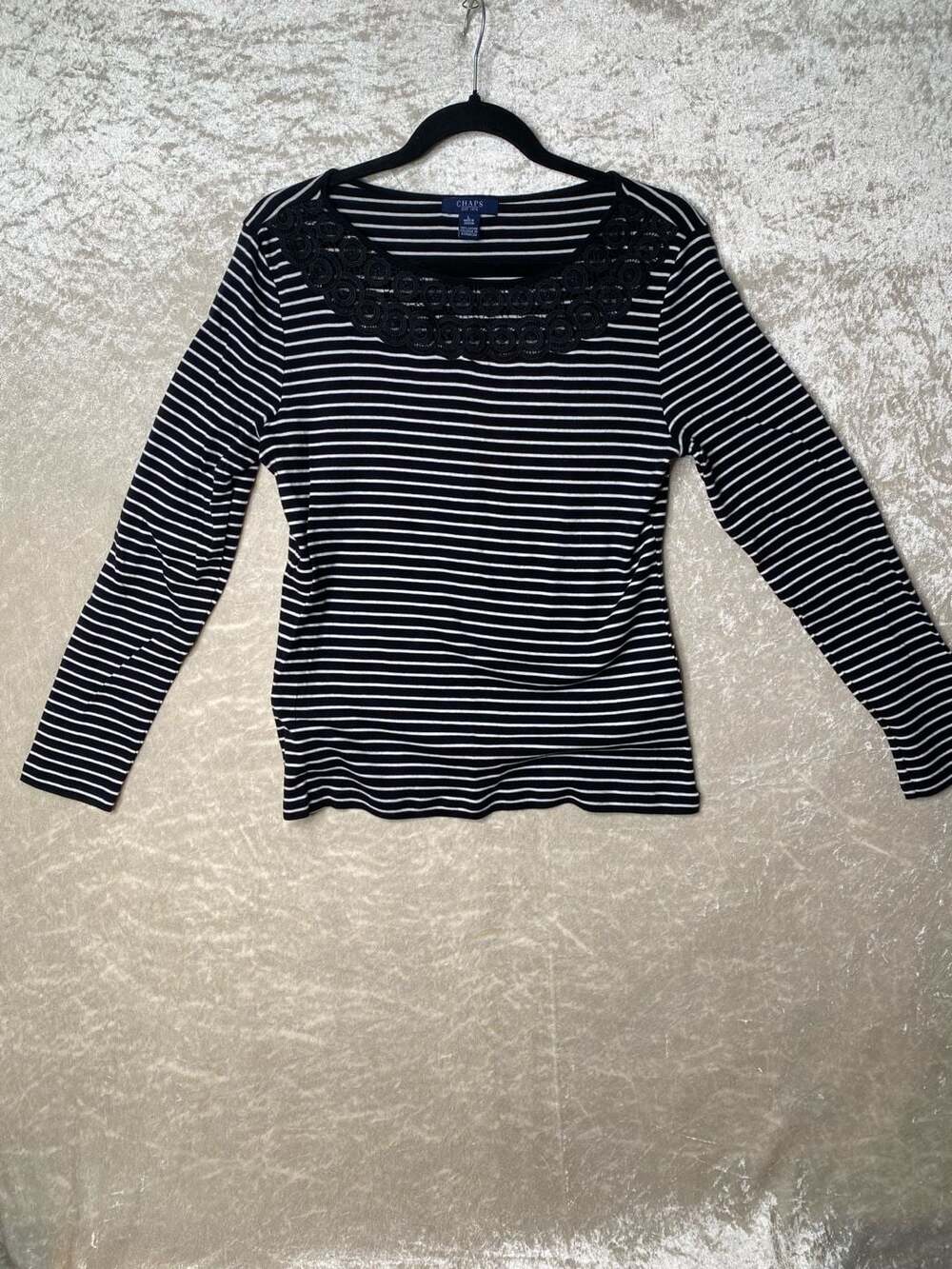 Chaps Stripe Top Size L Black